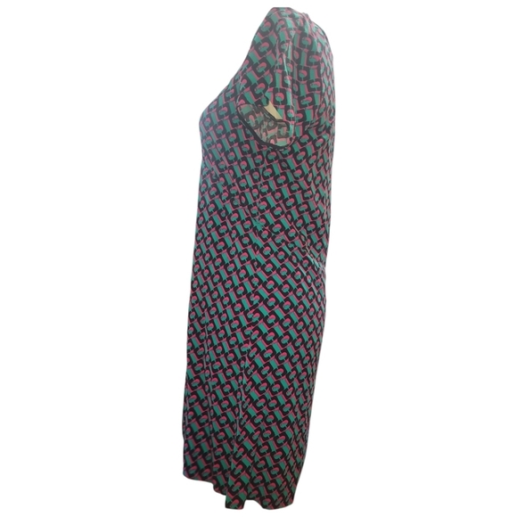 Diane Von Furstenburg carlotta  Geometric Patterned Dress  - Pink black Green s - Picture 3 of 4